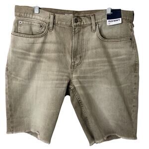 Old Navy NWT Men's Slim Built-In Flex Slim Denim Cut-Off Shorts in Bone Size 36